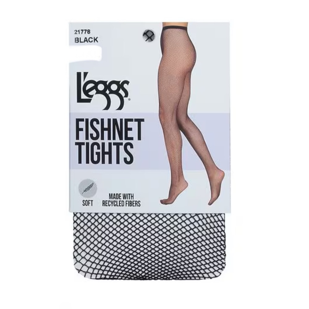 NWT L'eggs Fishnet Sheer Black Tights, S/M, 1.0 pr - Picture 7 of 7